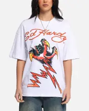 [ED HARDY] Ed Hardy Lightning T-shirt White - Size M M White