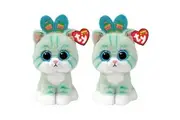2PK TY Beanie Boos Gumdrop Cat Teal Kids Plush Stuffed Toy 15.5cm 3y+ Regular