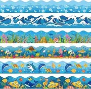 75Ft Ocean Bulletin Board Borders Under The Sea Scalloped Trim Summer Beach Pool Decorations Ocean Waves Sea Animal Fish Bulletin Borders Back to School Classroom Home Office Chalkboard Door Decor