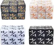 48Pcs MTG Token Dices Counter Dice Set 16mm Starry Marble Loyalty Dice Cube Buff D6 Dice for MTG, CCG, Card Game, 4 Colors（Black,White,White,Black）