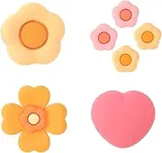 GeekShare Cross D-Pad Button Caps Thumb Grips Set,Silicone ABXY Key Buttons Sticker Compatible with Switch/OLED Game Console -Flower (Pink Yellow)