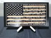 2nd Amendment Tattered Wood Carved American Flag