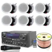 1000W Bluetooth Receiver w Mic & 6 QTY of 5.25” Ceiling Frameless Speaker
