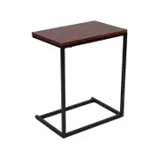 Costway C-Shape Side Table Metal Frame Modern Brown