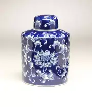 AA Importing 59942 8 Inch Blue & White Ginger Jar