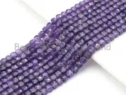 High Quality Natural Amethyst Beads, 4mm Amethyst Faceted Cube Beads, 16" Full
