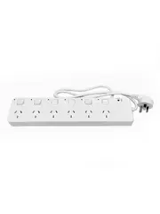 Lucci 6 Individual Outlet Power Board in White with Surge Protection