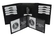 BLACK MEN'S GENUINE SOFT LEATHER ID WINDOW THIN PLAIN TRIFOLD WALLET FLAP TOP