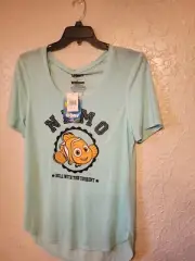 Disney NWT Finding Dory XL Seafoam Green Shirt "Roll With The Current" Logo