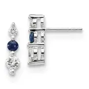 14k White Gold Blue/White Real Diamond Earrings