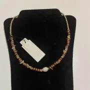 CANVAS Baroque White Pearl & Natural Stone Chip Necklace 18-20”