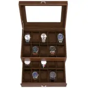 20 Slot Watch Box for Men Watch Case, Watch Display Case with Real Glass Lid,...