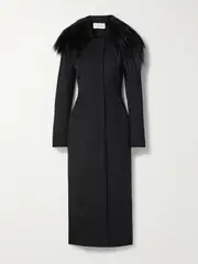 [16ARLINGTON] 16ARLINGTON - Alotta Shearling-trimmed Wool-twill Coat - Black - UK 6 UK 6 Black