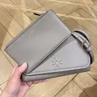 Tory Burch Thea Flat Wallet Crossbody 146467 Gray Heron Authentic