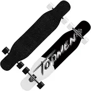 Sports Longboard Skateboard, 41" 9 Layers of Maple Wood Four-Wheel Double-tilt Black White Grid Pattern Mid-Dance Board Suitable for Beginners Adults