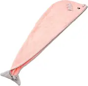 HAKIDZEL Thick Absorbent Fleece Hair Drying Towel Hat for Women Cute Dolphin Design Hair Towel Wrap for Quick Drying Soft and Comfortable Hair Towel Scarf