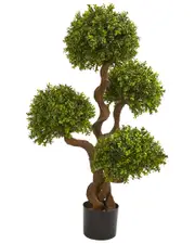 Nearly Natural 3.5ft Four Ball Boxwood Artificial Topiary Tree