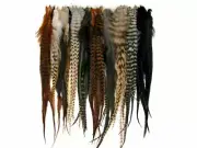 50 Pieces Natural Thick Long Rooster Saddle Whiting Farm Hair Extension Feathers