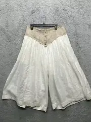 By Anthropologie Linen Womens Pants Jacquard Basque-Waist Culottes 16 Boho Flowy
