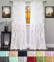 Chic Sheer Voile Vertical Ruffled Tier Window Curtain Single Panel 108" x 50"