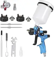 Spray Paint Gun with 1.3/1.5/1.7mm Nozzles Pressure Gauge,Air Compressor HVLP Paint Sprayer Gun,Small Spray Gun for Painting,Automotive Pneumatic Gravity Feed Spray Gun Kit for Cars,Furniture,House