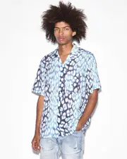 Ultra Leo Resort Short Sleeve Button Up Shirt - Blue Print | Ksubi ++