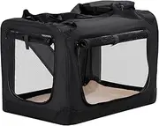 HICC PULE Collapsible Portable Dog Crate, 28 Inch for Medium/Small Dogs, 3-Door Soft-Sided Pet Kennel for Indoor & Outdoor, Car Trip, Black