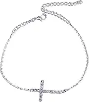 [Tummy Tub] Bracelets,Bracelet Jewellery,Anklet String Charm,Flower Girl Bracelet Anklets Women's Girls Style Chains Beach Anklets Jewellery Anklets Adjustable Size of The Rings Leather (Color : Silver)