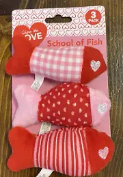 School Of Love Fish Flop (Set of 3), Soft Plush Catnip Cat Toys