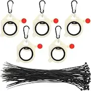 WhSunVo 5Pcs Zip Tie Organizer with 50 Zip Ties Plastic Cable Tie Holder Luminous Cable Tie Holder Organizer Lightweight Round Zip Tie Storage Holder Reusable Tool