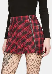 [Red Night Gothic] Red Plaid Mini Skirt