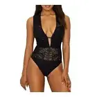 Kenneth Cole See You Swoon Plunge One-Piece Swimsuit Black Medium NEW