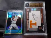 2x 2007 Julio Borbon Auto RC Refractor - Donruss Relic BGS 9.5/10, Bowman Chrome
