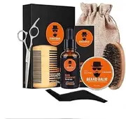 Beard Kit for Men, Grooming & Trimming Tool Complete Set, Beard Care Growth Oil, Balm, Brush, Comb, Scissors & Storage Bag, Perfect Gifts for Him Man Dad Father Boyfriend Beard Grooming Kit