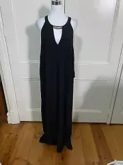 NEW Witchery Ladies Size 16 Black Neck Detail Maxi Dress New W/ Tags RRP $129.95