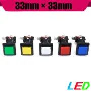 33mm Square Arcade Button LED Game Push illuminated Microswitch Pop Machine New