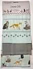 COOKSMART ENGLAND 3 KITCHEN TEA TOWELS CURIOUS CATS GREEN GRAY NIP