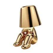 Led Touch Table Lamp Nordic Themed Warm Light Little Golden Man Night Light Study Room Desk Bedside Table Lamp Sitting Style 8058 Gold