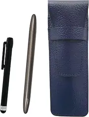 SASL-ALB-TK12-H Grain Leather Pen Case Blue Metal Touch Stick Black and Brass Dacapo Streamline Ballpoint Pen Set Gray Axis