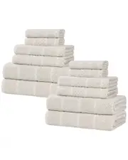 Superior Naples Medium Weight Checkered & Ribbed 12pc Towel Set