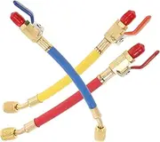 ULTECHNOVO 3pcs Charging Hose with Ball Valves HVAC Maintenance Tools for Air Conditioning Multi Color for Precise Flow Control High Pressure Resistant Compatible with Standard Refrigeration