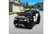 Rigo Kids Electric Ride On Patrol Police Car Horn Music Remote Black