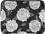 White Roses Black Laptop Sleeve 15 Inch Computer Sleeve Durable Computer Carrying Bag