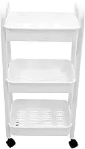 Heavy Duty Storage Basket on Rolling Cart Multi-Tier Utility Trolley for Kitchen Bathroom Office White