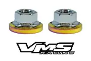 4 VMS RACING STRUT TOWER DRESSUP NEOCHROME WASHERS SILVER FLANGE NUTS FOR SUBARU (for: Subaru)