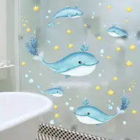 在飛比找ETMall東森購物網優惠-創意卡通海洋魚墻貼衛生間浴室瓷磚防水貼畫玻璃門貼紙自粘3D立