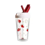 Face KP38A Portable Water Drink Bottle Cup with Straw 380ml Strawberry