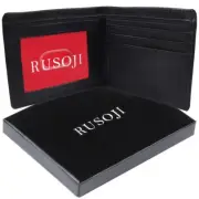 Mens Genuine Leather Slimfold Wallet Minimalist Gift Box