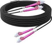 OM4 LC to LC Outdoor Fiber Patch Cable 50M/165FT, Duplex Multimode Armored Fiber Optic Cable Cord, 40G/100G Direct Burial Industrial TPU 50/125μm LC Jumper, OD-5mm