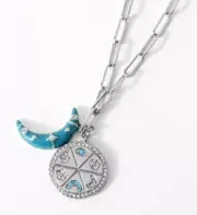 NIB Origami Owl MOON & STAR CRYSTAL DISC PENDANT NECKLACE 18”-20” Brand New!